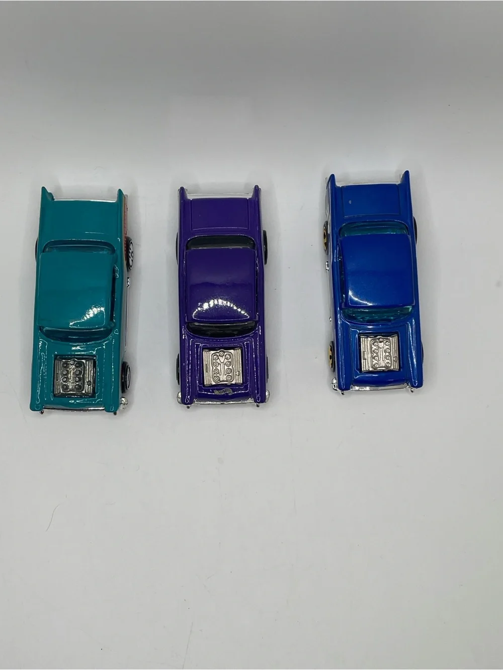 Lot of 3 vintage Hotwheels 1:64, scale 1957 Chevrolet hot rods